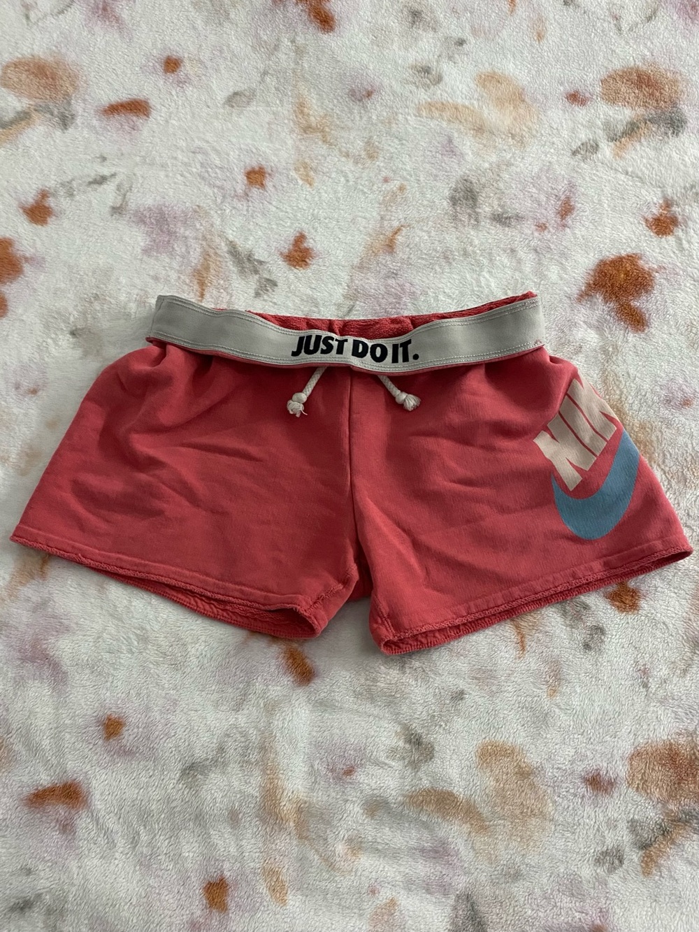 Nike Pink/red Athletic Shorts - 'Just Do It.' Waistband and Nike on side